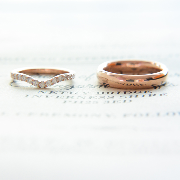 Plain Men’s Rose gold Wedding band & Eternity diamond lady’s wedding band